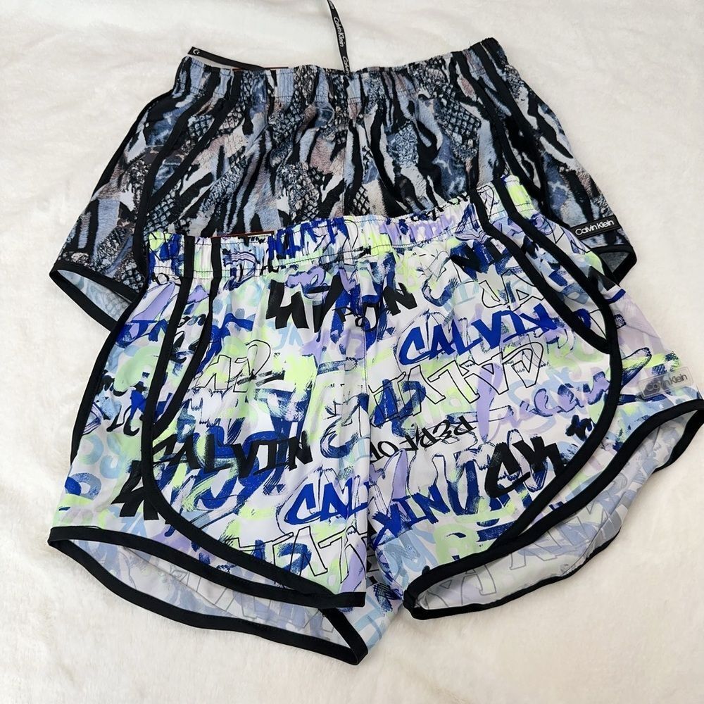NWT 2 Calvin Klein Women's Comfortable Fashion Print Running Shorts Size‎ XS